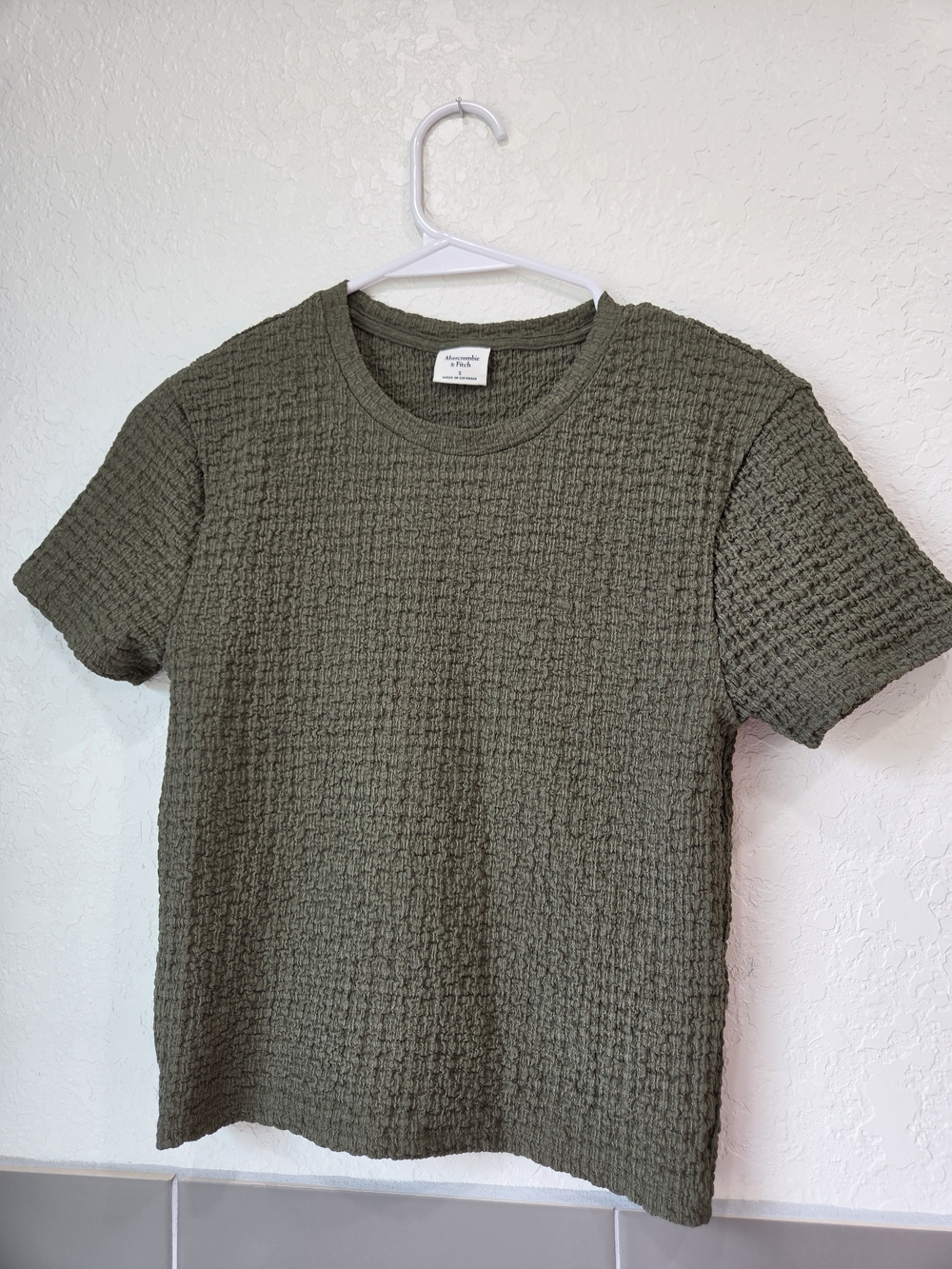 Abercrombie & Fitch Olive Textured Short Sleeve Tee